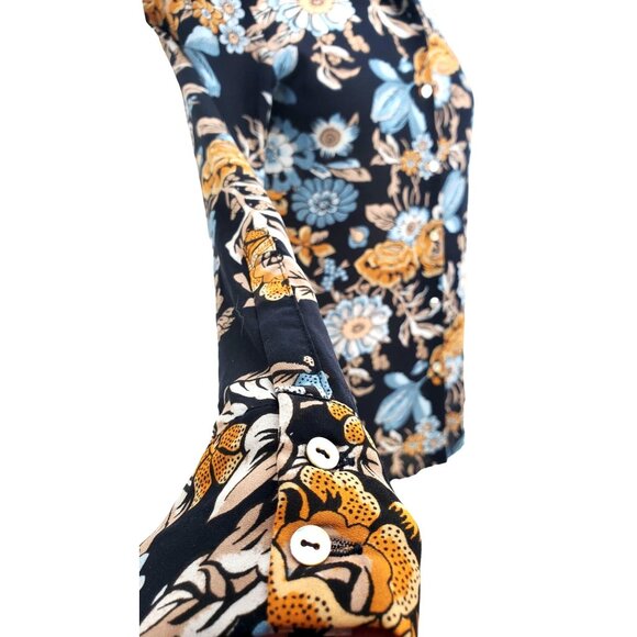 H&M Conscious 2 Shirt Women's Long Sleeve Floral Button-Up Lightweight Sheer Top - Picture 7 of 12